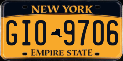 NY license plate GIO9706