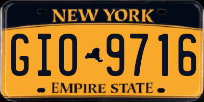 NY license plate GIO9716