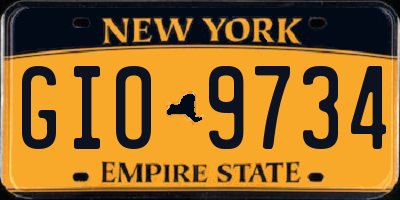 NY license plate GIO9734
