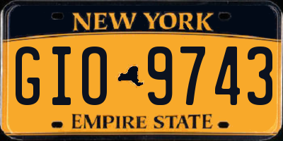 NY license plate GIO9743