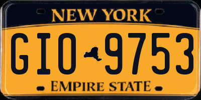 NY license plate GIO9753