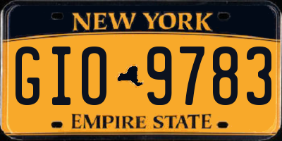 NY license plate GIO9783