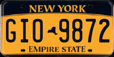 NY license plate GIO9872