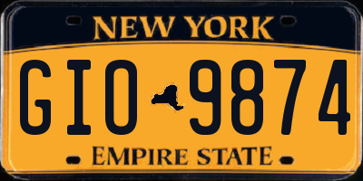 NY license plate GIO9874