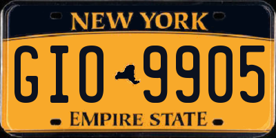 NY license plate GIO9905