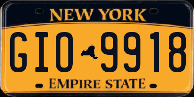 NY license plate GIO9918