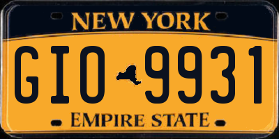 NY license plate GIO9931