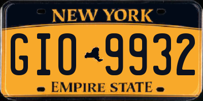 NY license plate GIO9932