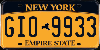 NY license plate GIO9933