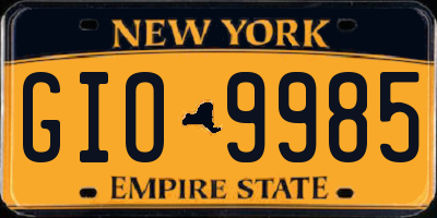 NY license plate GIO9985