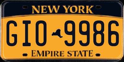 NY license plate GIO9986