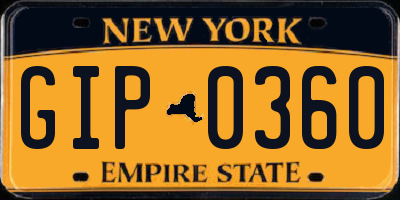 NY license plate GIP0360
