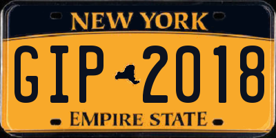 NY license plate GIP2018