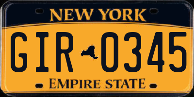 NY license plate GIR0345