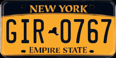 NY license plate GIR0767