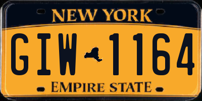 NY license plate GIW1164