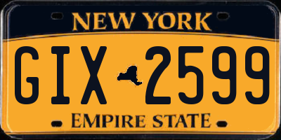 NY license plate GIX2599