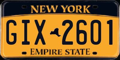 NY license plate GIX2601