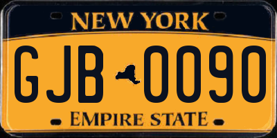 NY license plate GJB0090