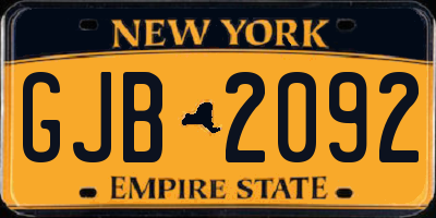 NY license plate GJB2092