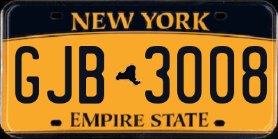 NY license plate GJB3008
