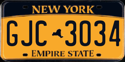 NY license plate GJC3034