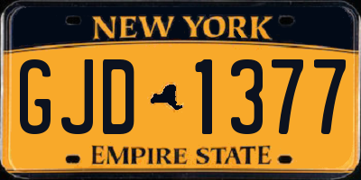 NY license plate GJD1377