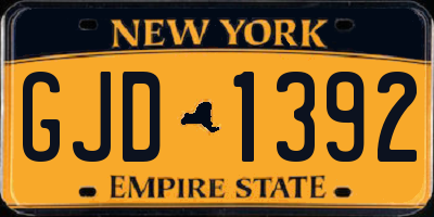 NY license plate GJD1392
