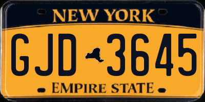 NY license plate GJD3645