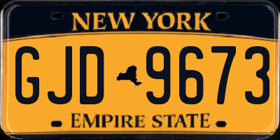 NY license plate GJD9673