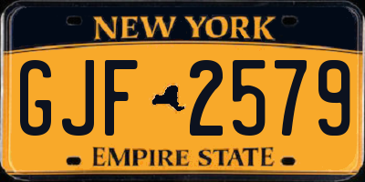 NY license plate GJF2579