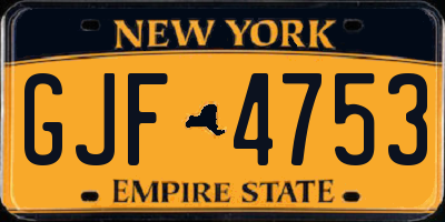 NY license plate GJF4753
