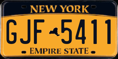 NY license plate GJF5411