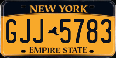 NY license plate GJJ5783