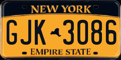NY license plate GJK3086