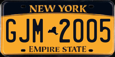 NY license plate GJM2005