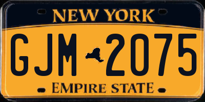 NY license plate GJM2075
