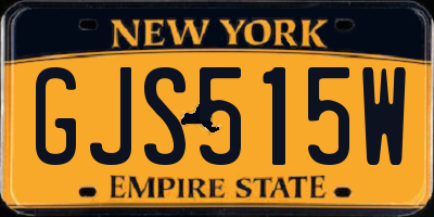 NY license plate GJS515W