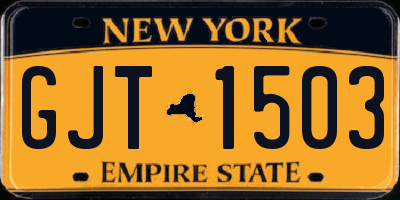 NY license plate GJT1503