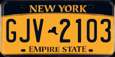 NY license plate GJV2103