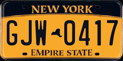 NY license plate GJW0417