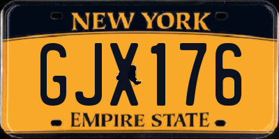 NY license plate GJX176