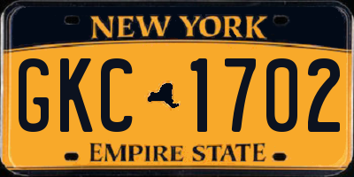 NY license plate GKC1702