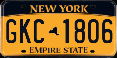 NY license plate GKC1806