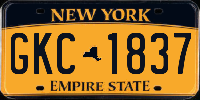 NY license plate GKC1837
