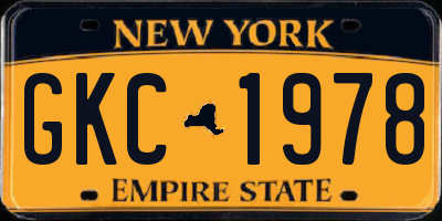 NY license plate GKC1978