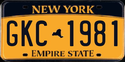 NY license plate GKC1981