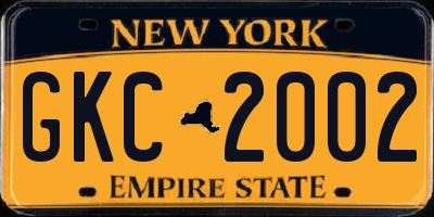 NY license plate GKC2002
