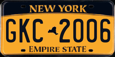 NY license plate GKC2006