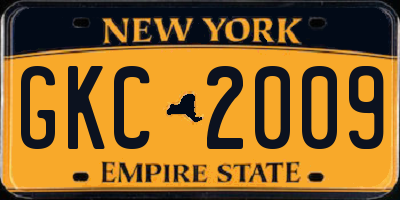 NY license plate GKC2009